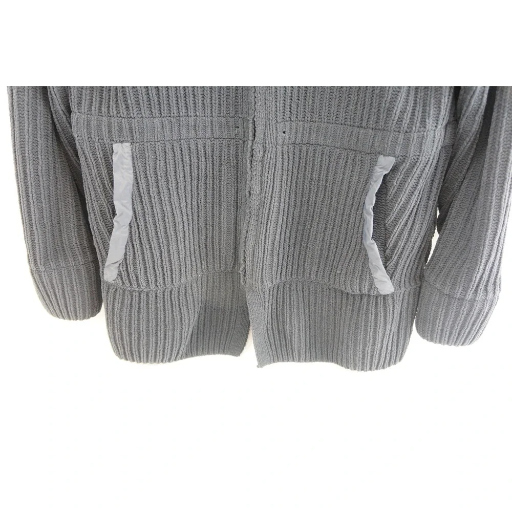 FLX Full Zip Sweater Large Gray Ribbed Mock Neck Pockets Excellent - Picture 2 of 6